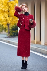 时尚小香风套装裙女2025年冬季新款爆款气质超好看羽绒服两件套装，女装套装/套裙，雅静靓衣