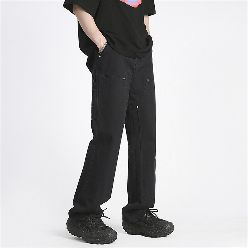 夏季美式高街vibe铆钉伐木裤男款宽松直筒休闲工装裤D0987P55,男装工装外套,电商D325