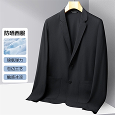 继续夏季防晒休闲西服男士轻薄休闲小西装高级感无痕单西外套，男装西服，钱塘723
