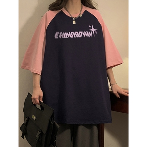 1中性大码M-5XL插肩袖设计情侣女美式潮短袖T恤男DT8794P35控49图片