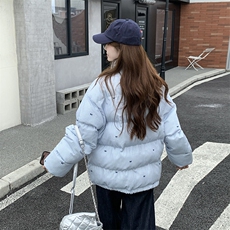 CC088-P85蓝色条纹棉袄蝴蝶结棉服外套女秋冬保暖宽松立领面包服，男装棉衣，星座911-3