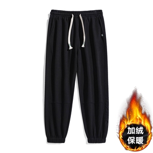 M-9XL男士加绒加厚大码宽松休闲印花卫裤大码元