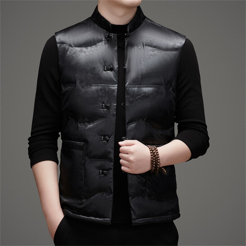 风羽绒服唐装马甲90绒羽绒服男复古盘扣中式唐装TR2816-P145,男装羽绒服,星座1105-3