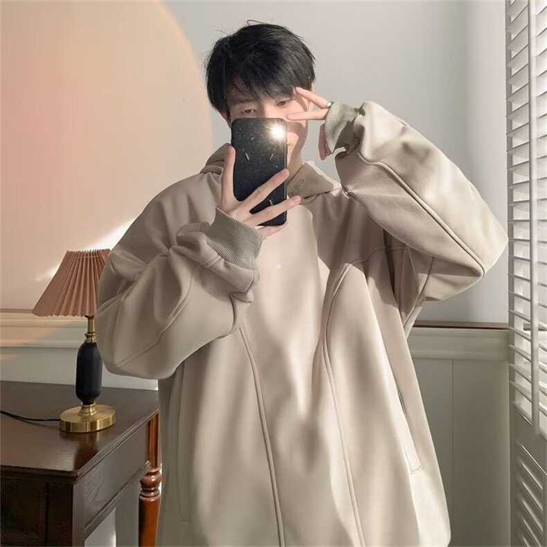 加绒卫衣2024年秋冬季新款潮流美式痞帅衣服连帽外套男,女装短外套,星座716-3