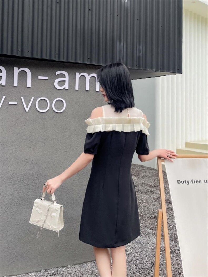 法式高级感镂空露肩甜美泡泡连衣裙，女装连衣裙，天使公主