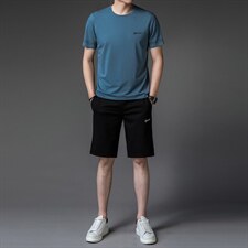 2023夏季新款冰丝中老年夏季休闲中年短袖t恤男运动衣服男装套装，男装T恤，电商B212（原钱塘6029）