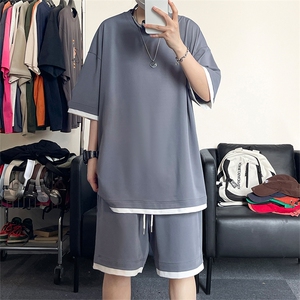 假两件休闲运动短袖套装上衣T3639特P25控48/裤子DK8613特P25控48图片