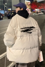 港风夜景冬款宽松字母印花百搭立领棉服A247-MY2102特批60控99，男装棉衣，电商A247