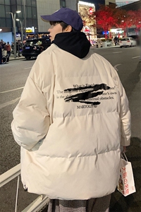 港风夜景冬款宽松字母印花百搭立领棉服A247-MY2102特批60控99图片