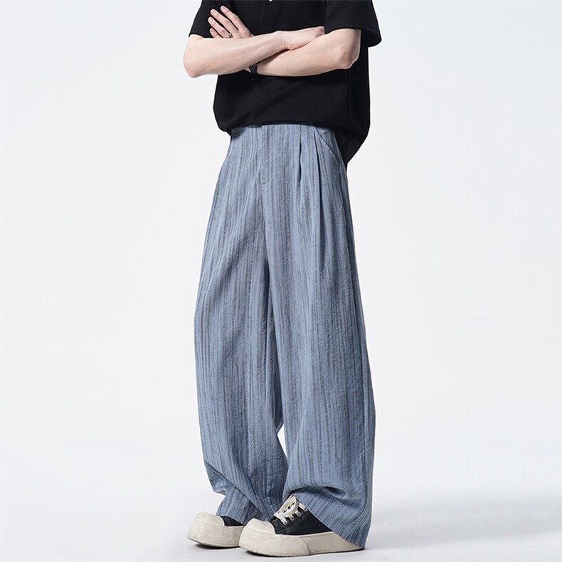 8XL-M冰丝棉麻阔腿裤男扎染天丝亚麻垂感拖地山本西装裤K9151,男装休闲裤,电商D206-1