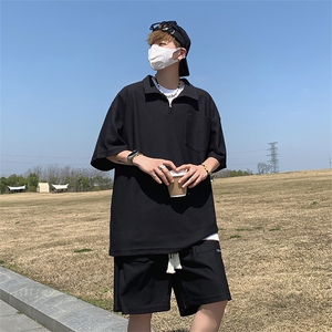 夏季短袖polo衫短裤套装情侣运动服TZ307P75控98