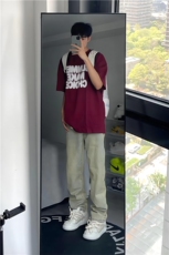 黄泥染牛仔裤KZ01-P55酒红色短袖T34-P35控价78，男装牛仔裤，星座310A-4