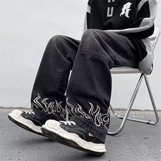 牛仔裤男秋冬复古潮牌ins直筒宽松休闲高街vibe老爹裤子N6235-p48，男装牛仔裤，星座1008-1