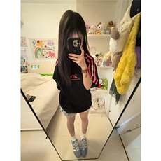 日系气质文艺无品牌韩版撞色三条杠短袖t恤女夏上衣潮流新款原宿，男装T恤，星座506A