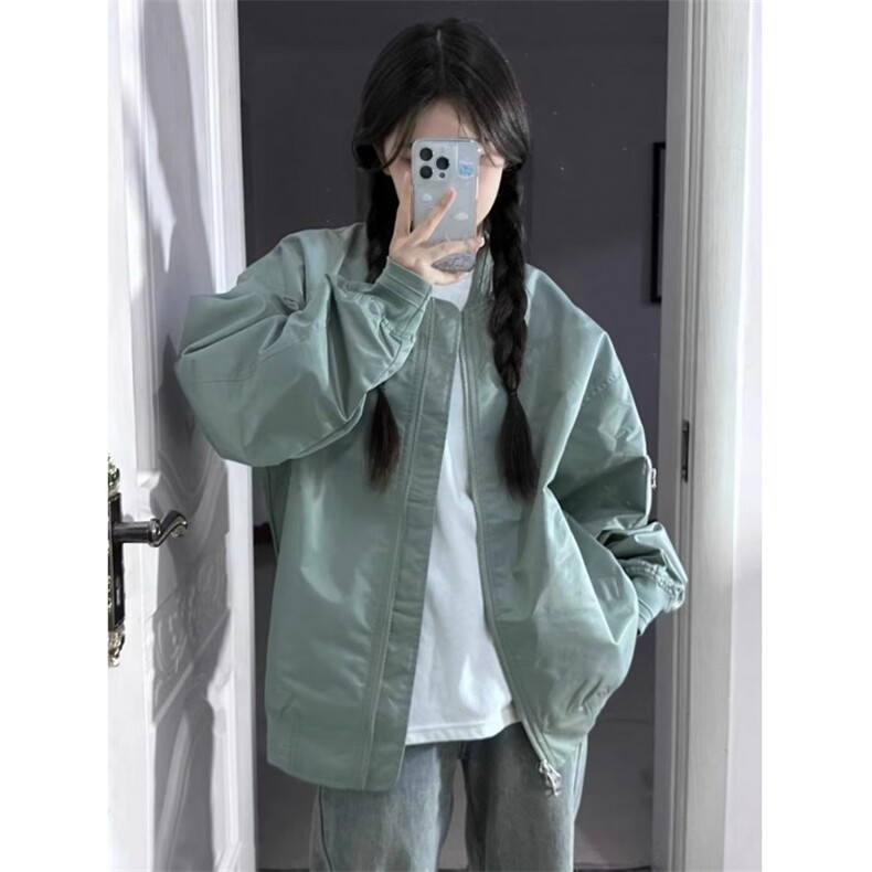 FROMWRTING字由刺绣飞行员夹克外套男潮牌春秋季宽松棒球服女上衣,男装夹克,星座506A