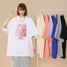 中性2023夏季新款印花全棉宽松ins情侣短袖T恤T1065P25控38，男装T恤，A247A