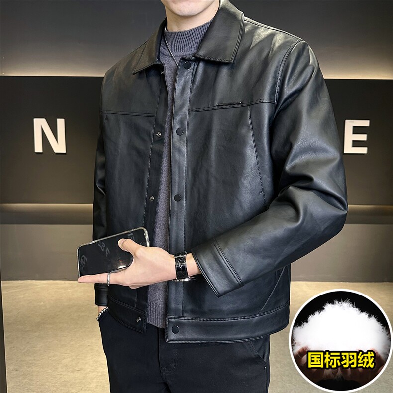 90白鸭绒翻领轻薄款皮衣加厚男装羽绒服外套C317-Y9795-P235图片