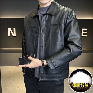 90白鸭绒翻领轻薄款皮衣加厚男装羽绒服外套C317-Y9795-P235图片