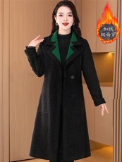 【大货已出】两面穿加厚毛呢大衣女新款中长款小香风呢子外套，女装羊羔毛/颗粒绒，韩蔻秀