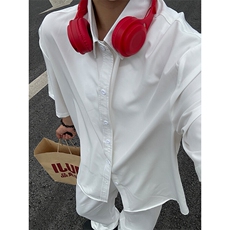 薄款冰丝短袖衬衫男简约纯色垂感休闲痞帅衬衣CS288-P20，男装T恤，星座301C-5