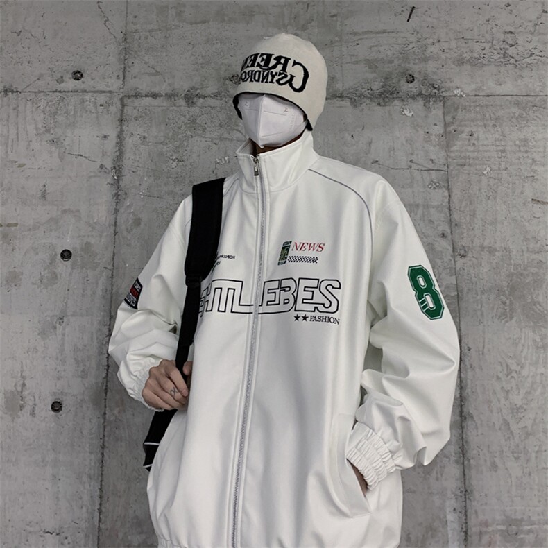 春季新款机车服夹克男潮炸街痞帅外套宽松赛车潮牌JK079-P83,男装夹克,星座308B-2
