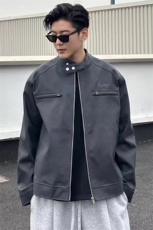 网图慎用PU皮衣外套立领机车服工装飞行员夹克XZ514-2-JK096-P90，男装夹克，星座514-2(原B239)