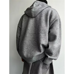 冬季纯色套头加厚毛衣外套男女高级感连帽针织衫韩系穿搭上衣图片