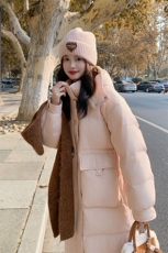 羽绒服女中长款2024年冬新款韩版时尚白鸭绒潮连帽加厚外套，女装羽绒服，欣美人