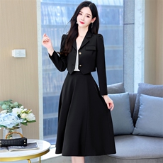 职业套装女高级感2024春秋新款时尚气质女神范小西装连衣裙两件套，女装套装/套裙，卡杰菲