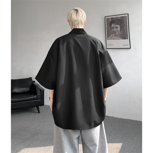 8XL-M中山领新中式短袖衬衫大码痞帅休闲半袖垂感衬衣DC5002/P50图片