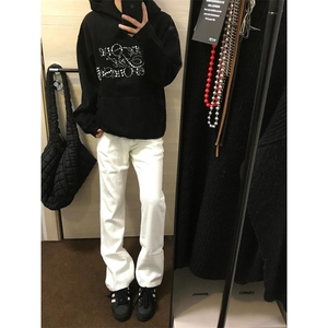 【有货】白色弯刀牛仔裤男美式vibe风裤子修身微喇裤807LL-特P35图片
