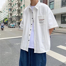 衬衫男短袖韩版潮流刺绣帅气2026夏季新款ins宽松外套CY347-P27，男装T恤，星座412