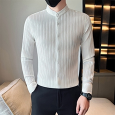 秋季社会小伙男士修身纯色立领店主风长袖衬衫301A-1/C01/P55，男装衬衫，星座301A-1