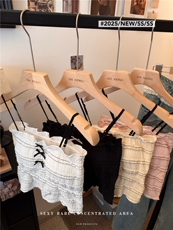 法式纯欲风蕾丝花边蝴蝶结抹胸背心女甜美一字肩吊带上衣，女装背心吊带，梦白服饰厂