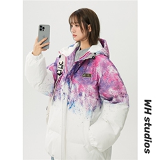 XZ-230-1MY705中性风简约轻奢水墨扎染防水休闲连帽棉服P118控158，男装棉衣，星座230-1