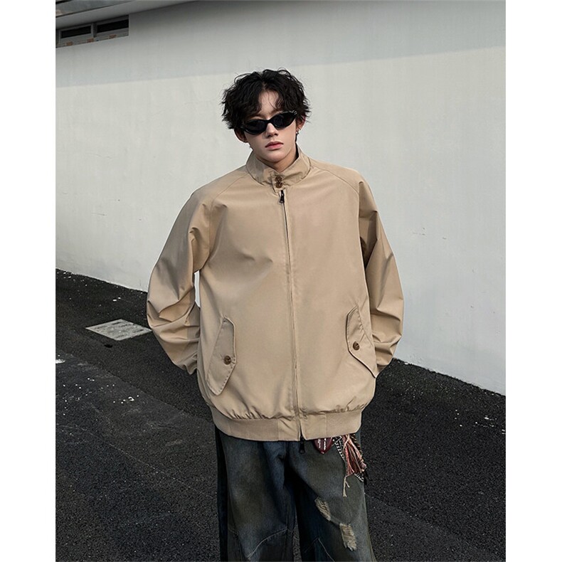 8XL-M美式复古棒球服外套男特大码潮牌双拉链立领夹克衫JK005P85,男装夹克,电商B312