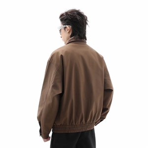 W9148-P75 网图现货 春季新款假两件美式复古外套宽松休闲夹克图片