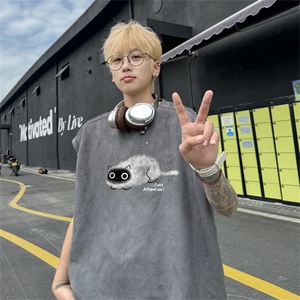 麂皮绒背心坎肩男T恤美式港风潮JB451-特P19控38图片