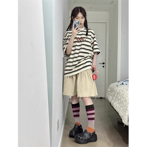 H0538- P35休闲条纹短袖t恤女图片