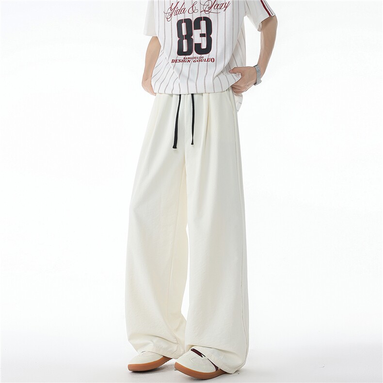 8XL-M撞色山本裤男夏季薄宽松垂感休闲慵懒速干冰丝阔腿裤K9153,男装休闲裤,电商D206-1