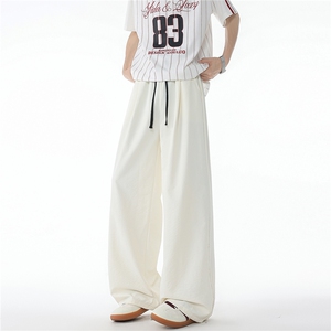 8XL-M撞色山本裤男夏季薄宽松垂感休闲慵懒速干冰丝阔腿裤K9153