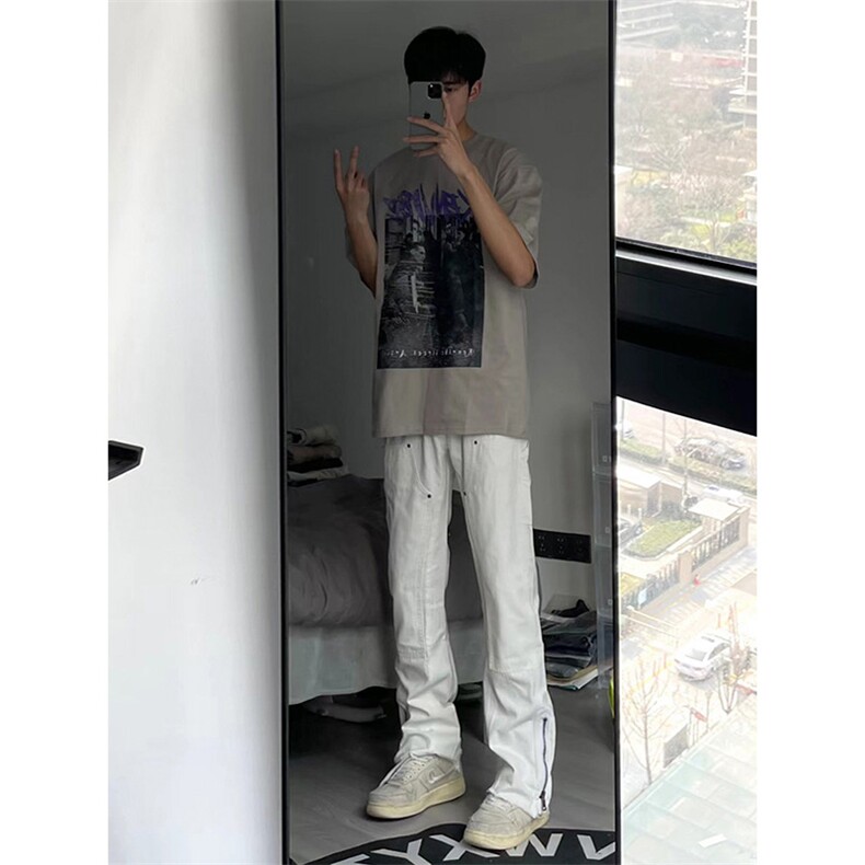 美式高街微喇叭牛仔裤B342-K7030-P65控88图片