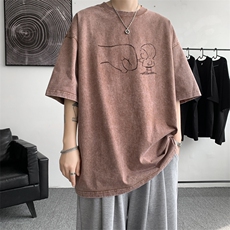 水洗重磅新款夏季美式青年短袖T恤男生宽松打底衫体恤DT3621/P35，男装T恤，电商B316