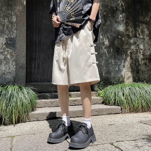 新中式盘扣休闲短裤男夏季薄款冰丝外穿风大码宽松男装五分裤子图片