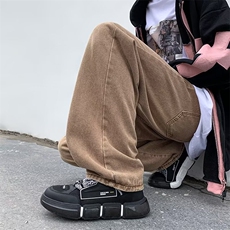 美式复古裤子潮牌高街vibe牛仔裤男宽松直筒阔腿裤春季9903-p48，男装牛仔裤，星座1008