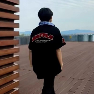万针全刺绣工艺抖音得物高品质260克重磅纯棉双纱美式高街短袖T恤图片