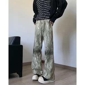 新款港风美式高街ins潮牌原版工艺质量迷彩直筒牛仔裤 ZK3669-P45图片