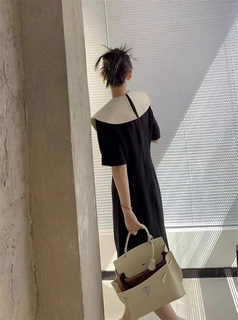 大娃娃领收腰连衣裙，女装连衣裙，哥卓