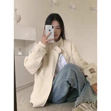 春秋季杏色立领工装灯芯绒夹克男女宽松百搭休闲运动外套JKW21，男装夹克，星座1116A（原606A-3）