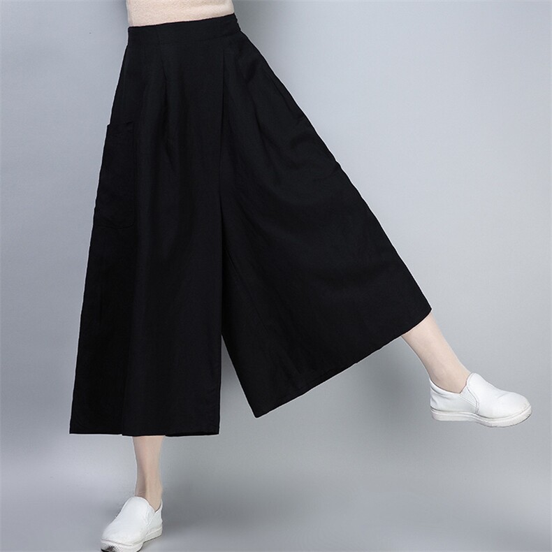2022年夏季新款潮苎麻七分裤子显瘦显高韩版休闲百搭裙裤女阔腿裤,女装休闲裤,简韵佳